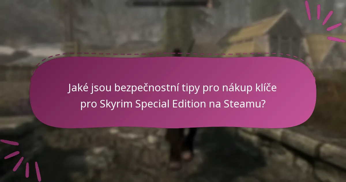 Jaká jsou potenciální rizika nákupu klíče pro Skyrim Special Edition na Steamu?